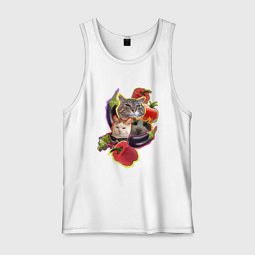 Мужская майка Кото-салат - мем с котами / Белый – фото 1