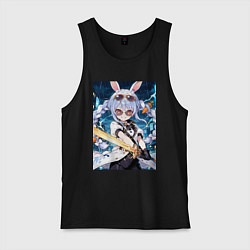 Мужская майка Кролик в очках с мечем