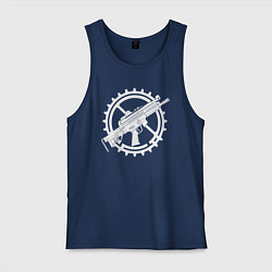 Майка мужская хлопок Шестерёнка и автомат, цвет: тёмно-синий
