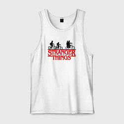 Майка мужская хлопок Очень странные дела надпись, цвет: белый