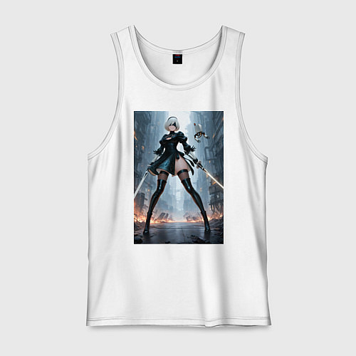 Мужская майка Тип 2 с дроидом готовая к битве / Белый – фото 1