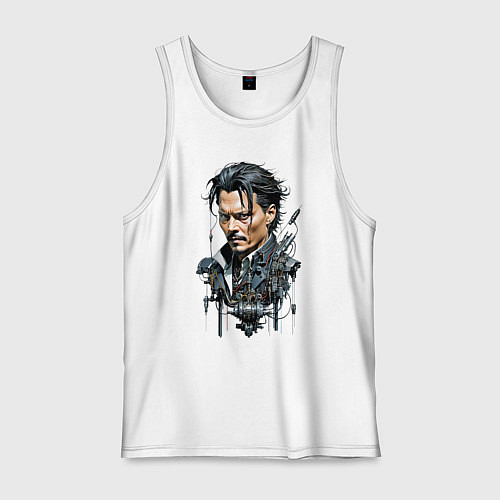 Мужская майка Cyborg Johnny Depp / Белый – фото 1