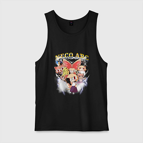 Мужская майка Некоарк - Cat metal - only black - anime meme / Черный – фото 1