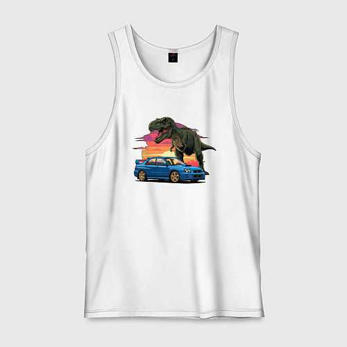 Мужская майка Субару и динозавр / Белый – фото 1