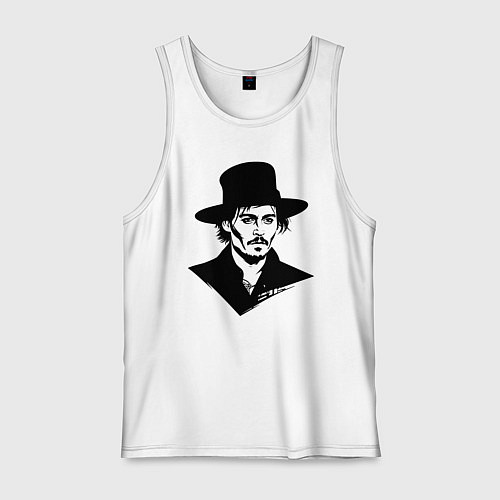 Мужская майка Джонни Депп в шляпе / Белый – фото 1