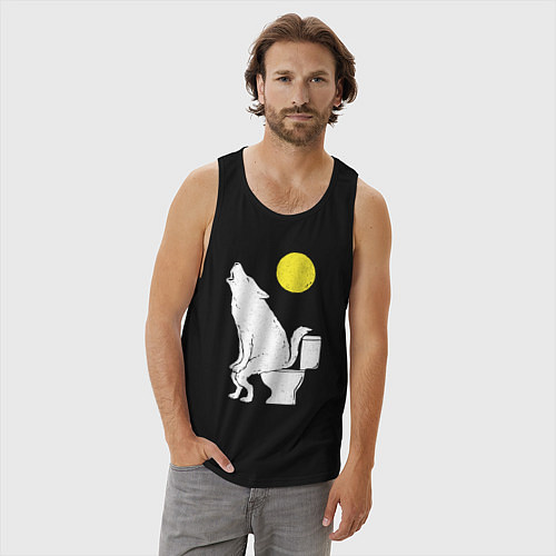 Мужская майка Срущий волк / Черный – фото 3