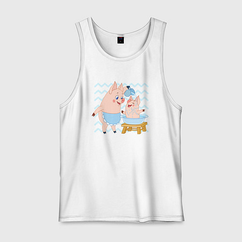 Мужская майка Терли свинки друг другу спинки мем / Белый – фото 1