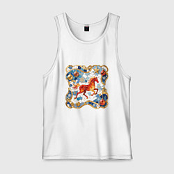 Мужская майка Новый год красной лошади с новогодними шарами