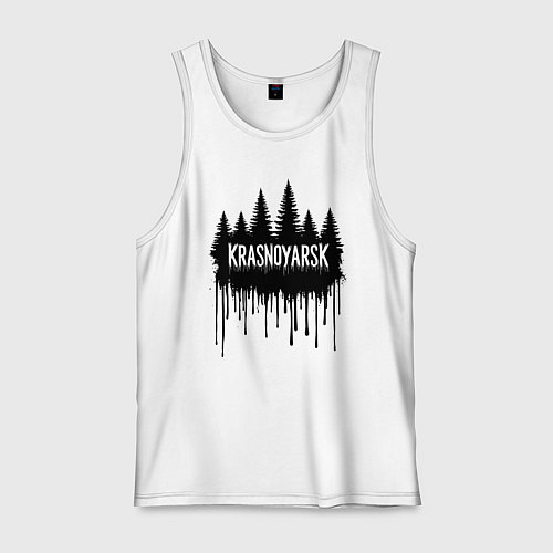 Мужская майка Красноярск лес в каплях краски / Белый – фото 1