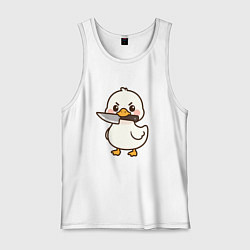 Майка мужская хлопок Утенок с ножом, цвет: белый