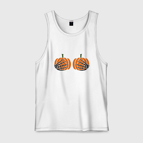 Мужская майка Хэллоуин Тыквы на груди / Белый – фото 1