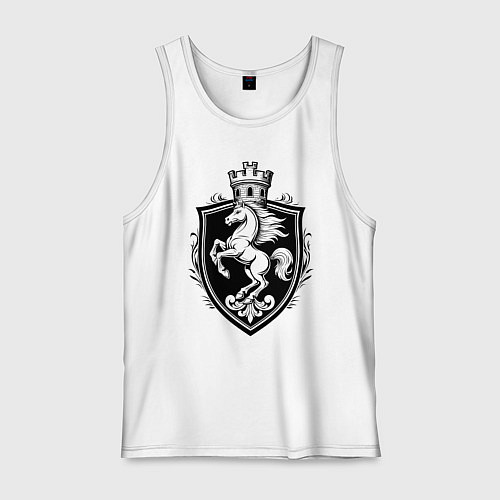 Мужская майка Герб с конем и башней / Белый – фото 1