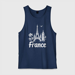 Майка мужская хлопок Французская элегантность, цвет: тёмно-синий