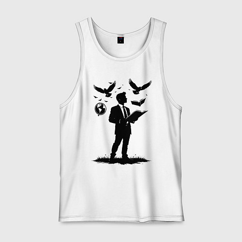 Мужская майка Учитель с символами / Белый – фото 1