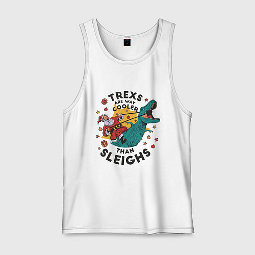 Мужская майка Санта на динозавре / Белый – фото 1