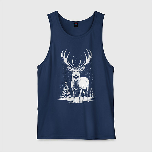 Мужская майка Зимний олень / Тёмно-синий – фото 1