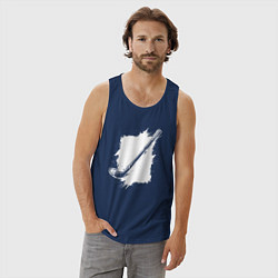 Майка мужская хлопок Хоккейная клюшка в квадрате, цвет: тёмно-синий — фото 2