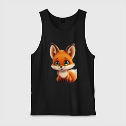 Мужская майка Пушистая радость: Лисёнок в мультяшном стиле