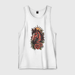 Мужская майка Красный конь с розами