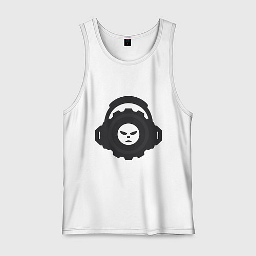 Мужская майка Логотип c лицом и шестернёй в наушниках / Белый – фото 1