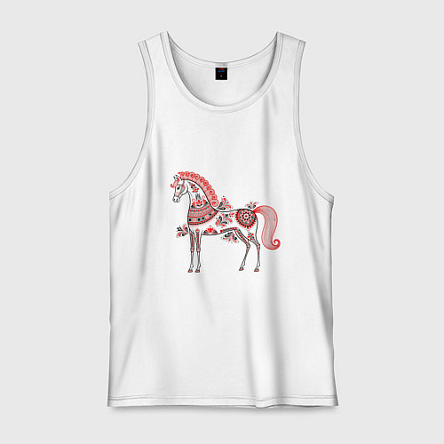 Мужская майка Лошадь в русском стиле / Белый – фото 1