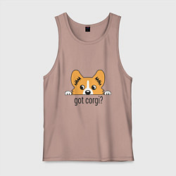 Майка мужская хлопок Got Corgi, цвет: пыльно-розовый