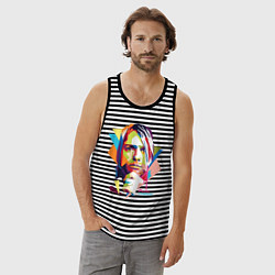 Майка мужская хлопок Kurt Cobain: Colors, цвет: черная тельняшка — фото 2