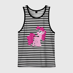 Майка мужская хлопок Пони Пинки Пай, цвет: черная тельняшка