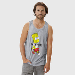 Майка мужская хлопок Барт Симпсон: Все путем, цвет: меланж — фото 2