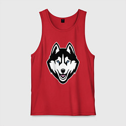 Майка мужская хлопок Довольная хаски, цвет: красный