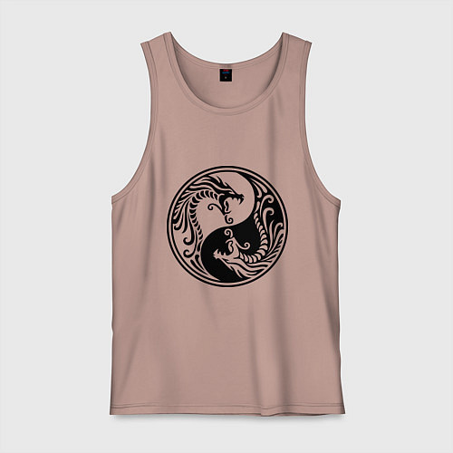 Мужская майка Два дракона Инь Янь / Пыльно-розовый – фото 1