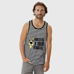 Майка мужская хлопок Навсегда в твоей команде олень, цвет: черная тельняшка — фото 2