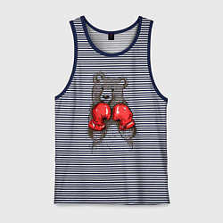 Майка мужская хлопок Bear Boxing, цвет: синяя тельняшка