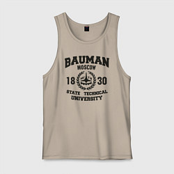 Майка мужская хлопок BAUMAN University, цвет: миндальный