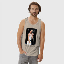 Майка мужская хлопок Queen: Freddie, цвет: миндальный — фото 2