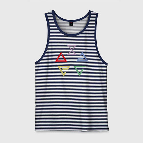 Мужская майка Witcher 3 знаки / Синяя тельняшка – фото 1