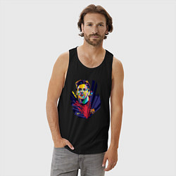 Майка мужская хлопок Messi Art, цвет: черный — фото 2