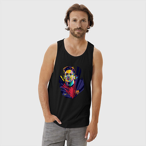 Мужская майка Messi Art / Черный – фото 3