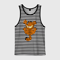 Майка мужская хлопок Кот Гарфилд, цвет: черная тельняшка