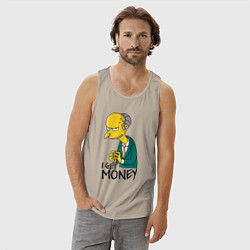 Майка мужская хлопок Mr. Burns: I get money, цвет: миндальный — фото 2
