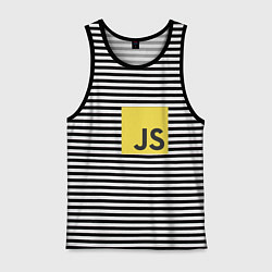 Майка мужская хлопок JS return true; (black), цвет: черная тельняшка