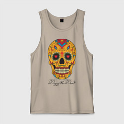 Майка мужская хлопок Мексиканский череп, цвет: миндальный