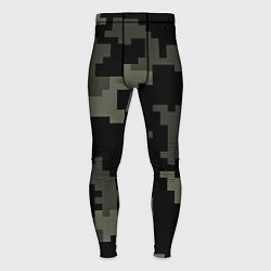 Тайтсы мужские Камуфляж пиксельный: черный/серый, цвет: 3D-принт