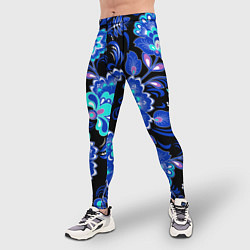 Тайтсы мужские Синяя хохлома, цвет: 3D-принт — фото 2