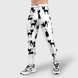 Тайтсы мужские КОШКИ ЧЕРНОЕ НА БЕЛОМ, цвет: 3D-принт — фото 2