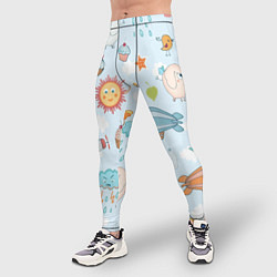 Тайтсы мужские Детские рисунки, цвет: 3D-принт — фото 2