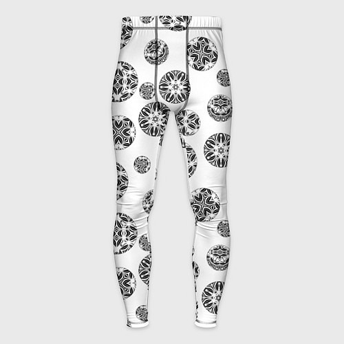 Мужские тайтсы Черно-белый геометрический узор / 3D-принт – фото 1