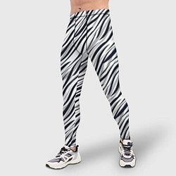 Тайтсы мужские Черно-белый полосатый тигровый, цвет: 3D-принт — фото 2