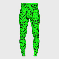 Тайтсы мужские Черепа на кислотно-зеленом фоне, цвет: 3D-принт