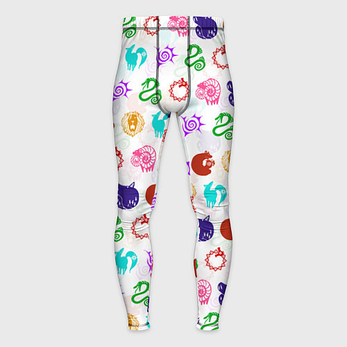 Мужские тайтсы 7 СМЕРТНЫХ ГРЕХОВ ЦВЕТНОЙ ПАТТЕРН СИМВОЛЫ / 3D-принт – фото 1